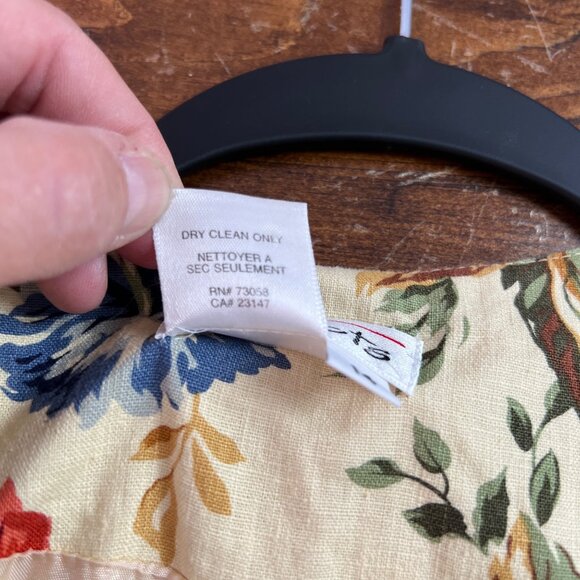 Vintage Talbots Linen Blend Floral Midi Dress Short Sleeve Women's Size 14 READ - Picture 8 of 15